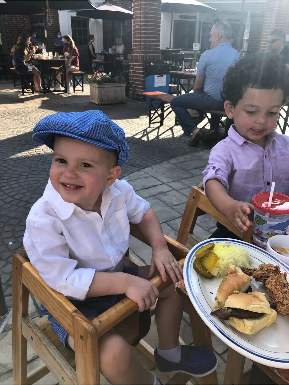 Janie and Jack Toddlers' Blue Pinstripe Fedora